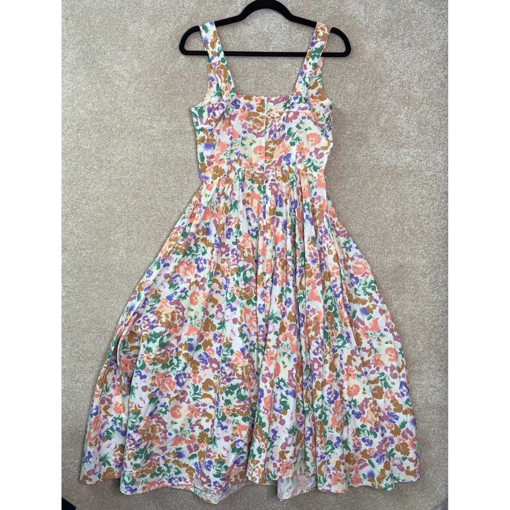 VINTAGE ALAIN TOUSSAINT Floral Midi Dress Women's 10 Petite 10P 90s Cottagecore - Picture 6 of 9